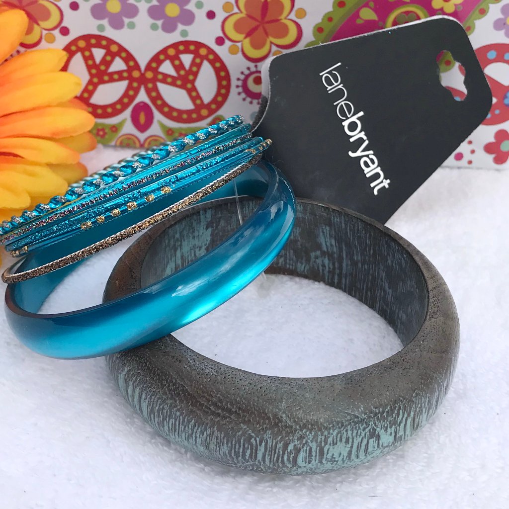 Boho Stackable Bangle Bracelet Blue & Silver Set
